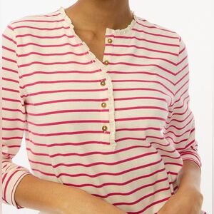 [J Crew Factory] striped ruffle henley